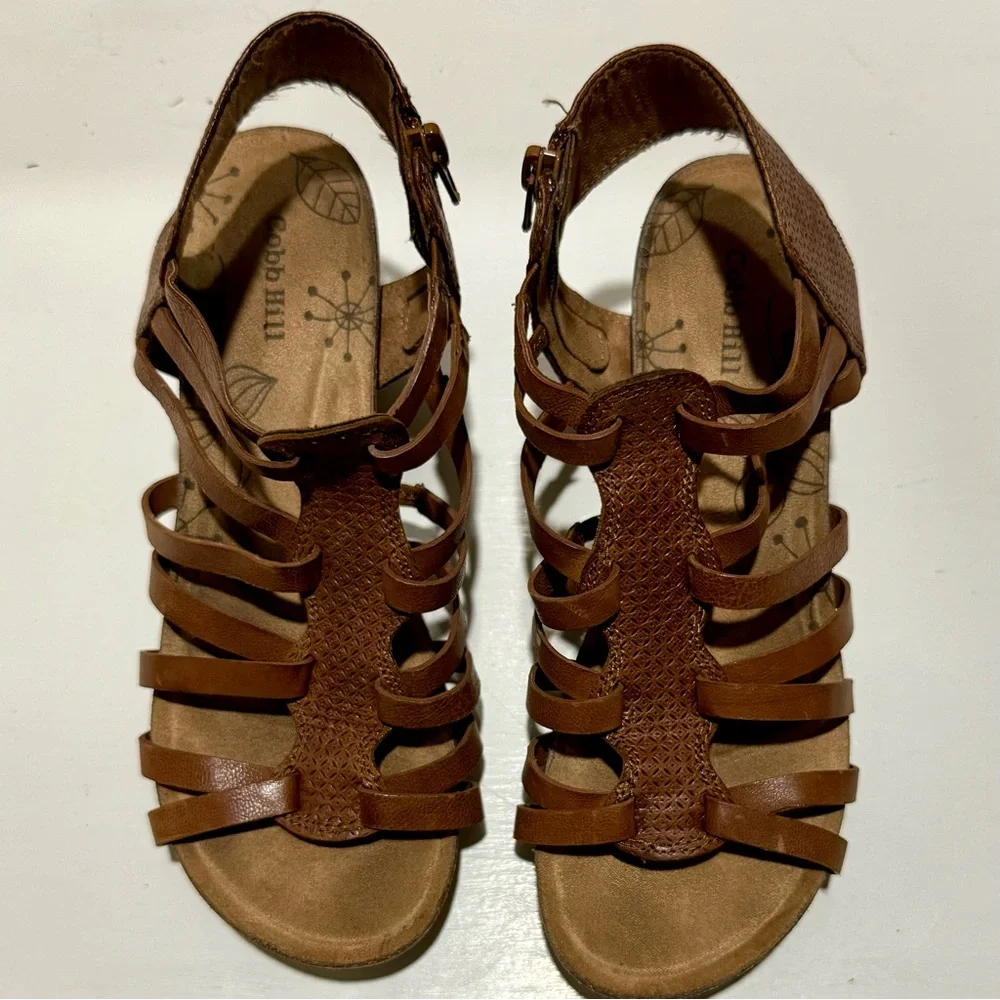 Cobb Hill Shona Tstrap BROWN Wedge Sandal